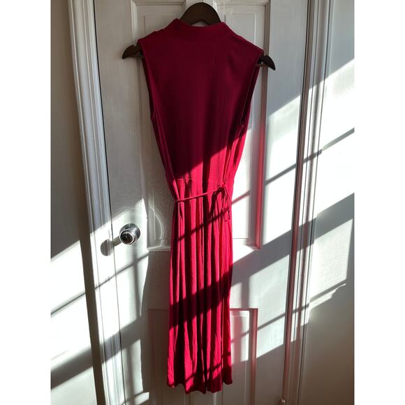 Reformation Red Wrap Midi Dress XS | Sexy Deep V Neck Sleeveless Crepe | US Made - Picture 4 of 8